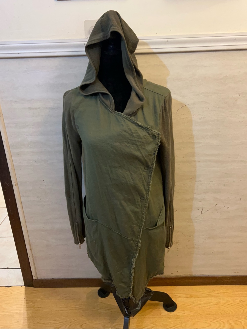 Free People Drippy Linen Jacket Olive Green